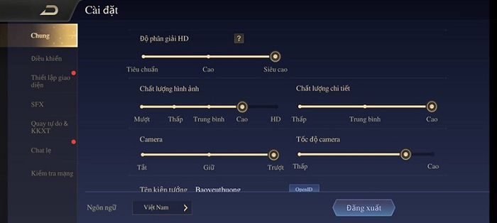 Cài đặt cấu hình game Liên Quân