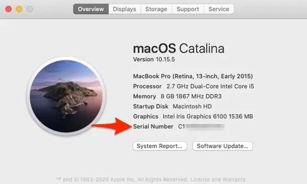 Kiểm tra số serial Macbook qua “About this Mac” (1)