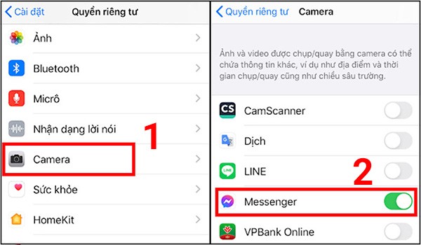 Cấp quyền truy cập cho camera cho ứng dụng khi gọi video call (1)
