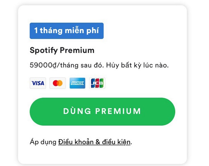 Spotify có 1 tháng dùng thử với gói Premium