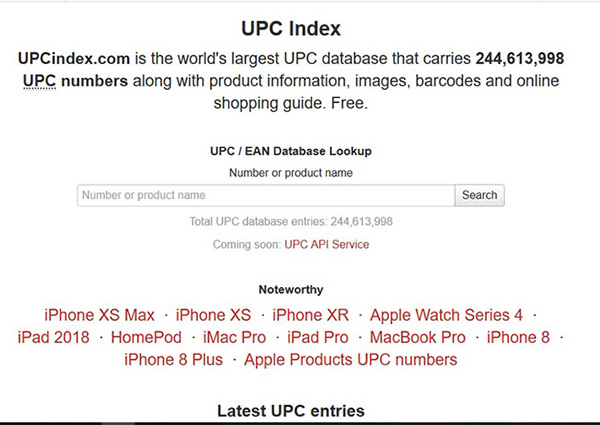 Website check mã vạch mỹ phẩm Online UPCindex