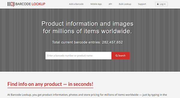 Website check mã vạch sản phẩm Barcode Lookup