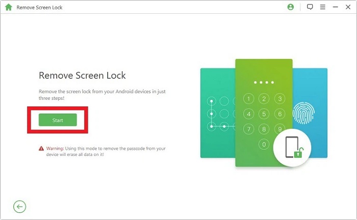 Chọn Remove Screen Lock và chọn Start