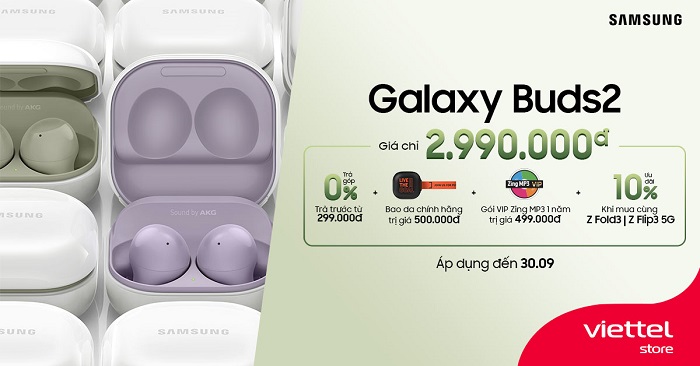 Tai nghe Galaxy Buds2 chính thức được mở bán tại Viettel Store