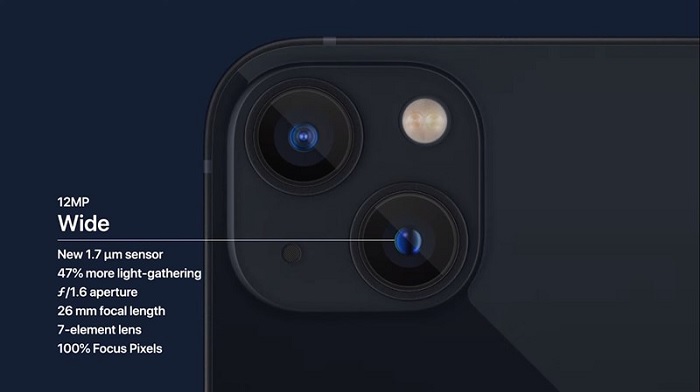 iPhone 13 được trang bị cụm camera kép mặt sau