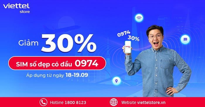 Viettel Store giảm 30% SIM số đẹp có đầu 0974**