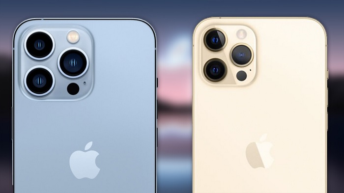 Camera sau trên iPhone 13 Pro Max bên trái và iPhone 12 Pro Max bên phải