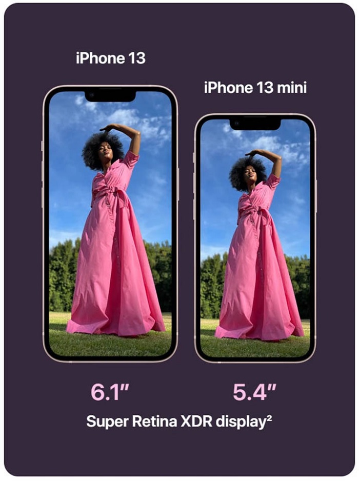 iPhone 13 mini và iPhone 13 khác nhau về kích thước màn hình