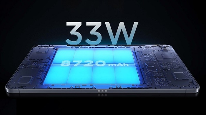 Xiaomi Pad 5 chạy pin 8.720 mAh và hỗ trợ sạc nhanh 33W