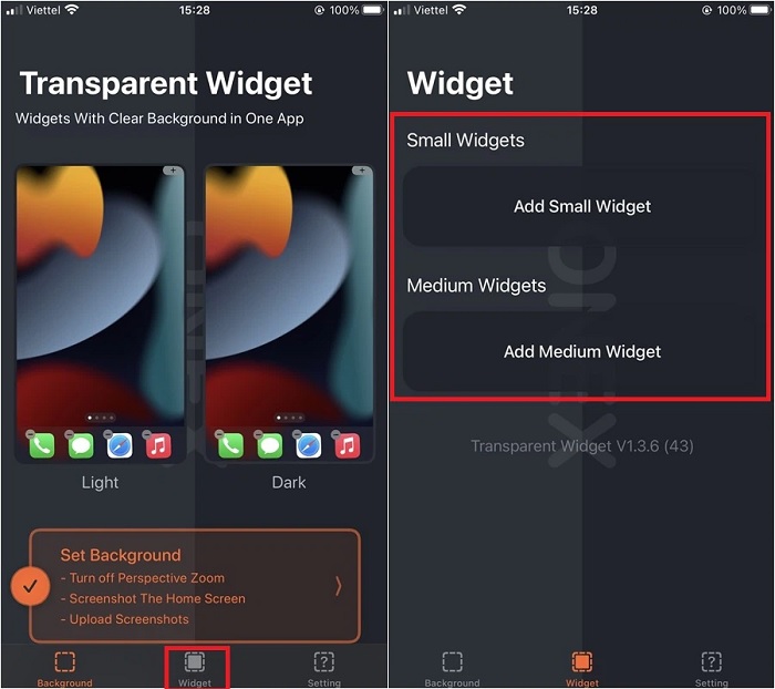 Cách tạo widget trong suốt trên iPhone