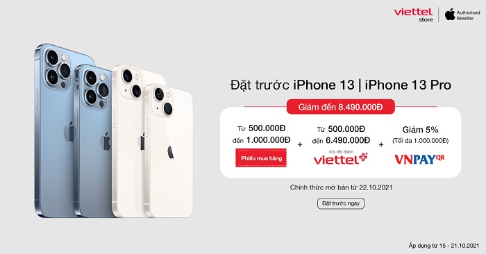 Đặt trước iPhone 13 Series chính hãng tại Viettel Store – Giảm đến 8.490.000 đồng
