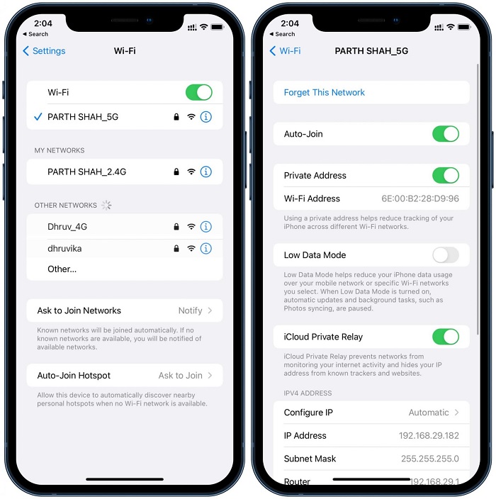 Tắt Chuyển tiếp riêng cho kết nối Wi-Fi