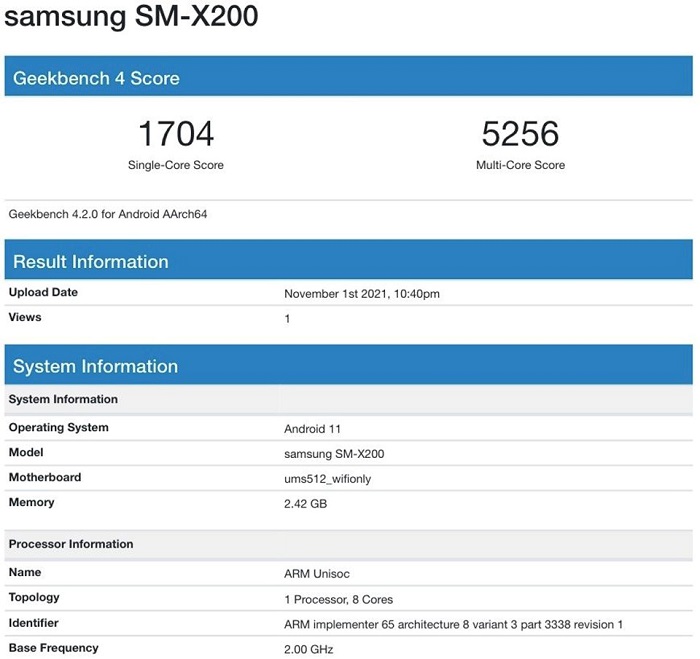 Samsung Galaxy Tab A8 2021 xuất hiện