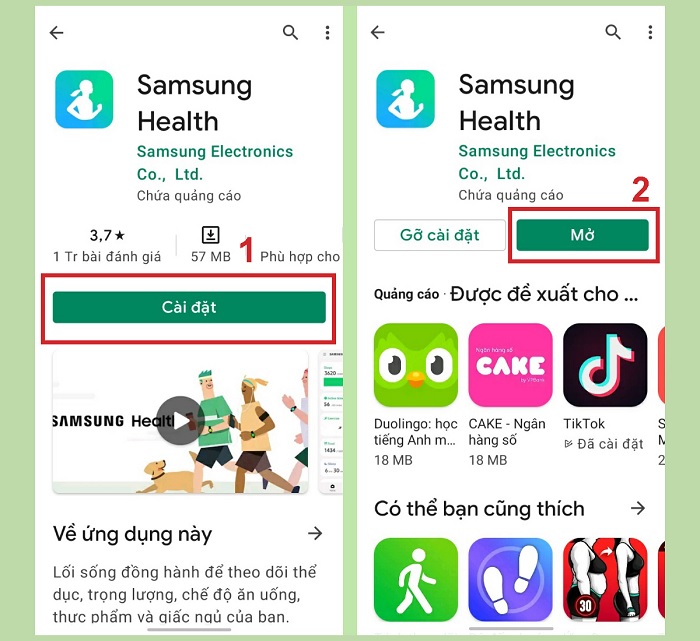 Mở ứng dụng Samsung Health