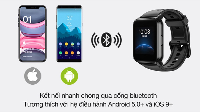 Realme Watch 2 cho phép kết nối với các thiết bị Android 5.0 và iOS 11 trở lên