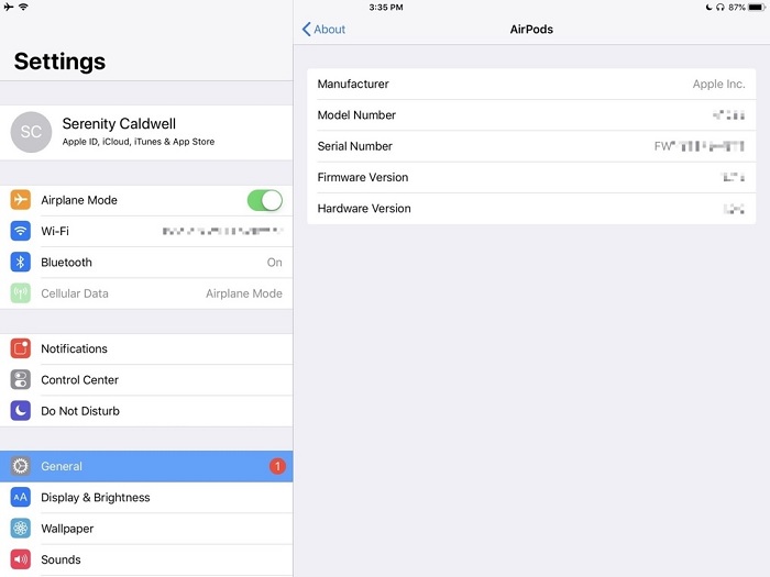 Kiểm tra mã AirPods trên iPhone hoặc iPad