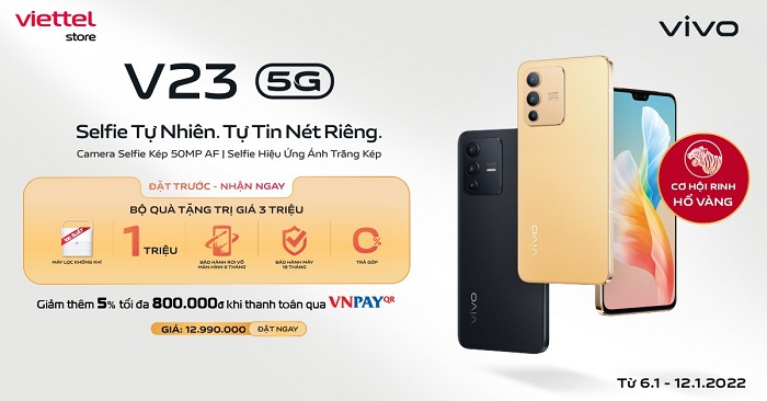 Đặt trước Vivo V23 5G nhận ngay bộ quà trị giá 3 triệu đồng cùng cơ hội rinh Hổ vàng may mắn