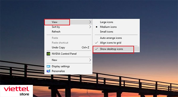 Ẩn icon trên Desktop Win 10 toàn bộ