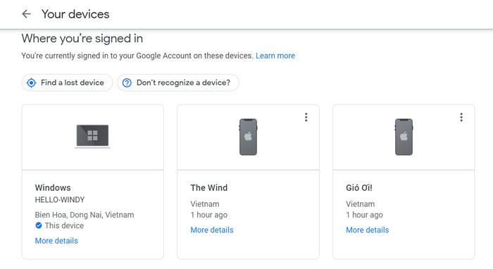 Kiểm tra các thiết bị đang đăng nhập vào tài khoản Google