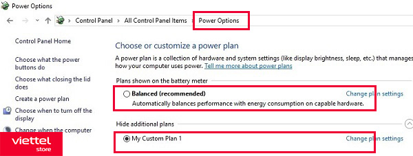 Chỉnh sửa mục Power Settings trên laptop