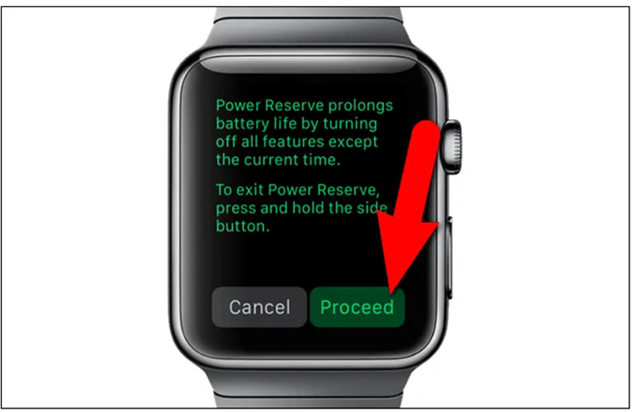 Click Proceed là đặt đồng hồ vào Power Reserve