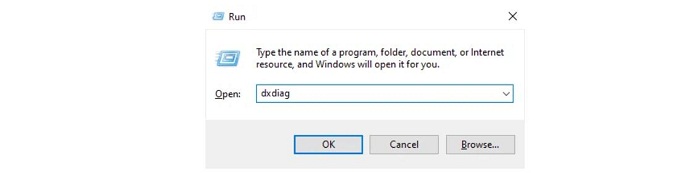 Nhập lệnh dxdiag trong hộp thoại Run và nhấn Enter