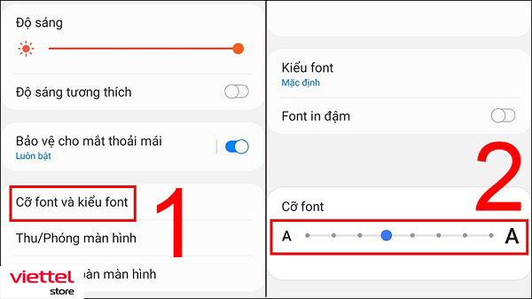 chỉnh cỡ chữ ở samsung