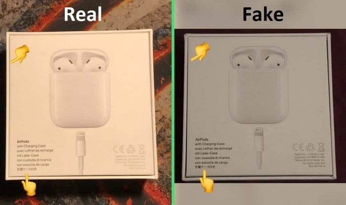 So sánh vỏ hộp của AirPods