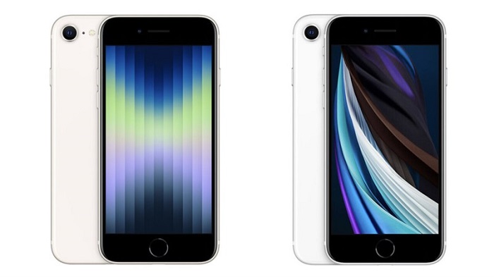 iPhone SE 2020 bên phải và iPhone SE 2022 bên trái