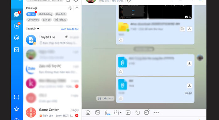 Mở cửa sổ trò chuyện với người bạn cần gửi File