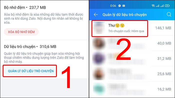 Chọn Quản lý dữ liệu trò chuyện