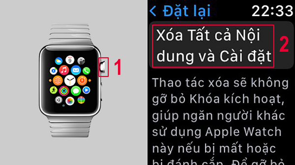 Đặt lại đồng hồ Apple Watch khi quên mật khẩu