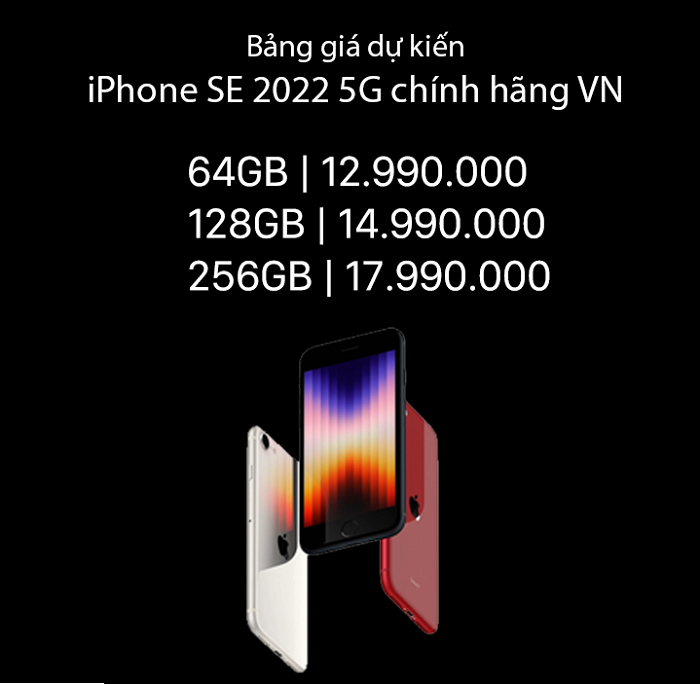 Bảng giá dự kiến của iPhone SE 2022 tại Việt Nam
