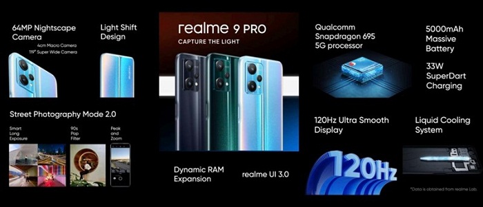 Realme 9 Pro có tần số quét 120Hz còn Realme 9 Pro+ là 90Hz