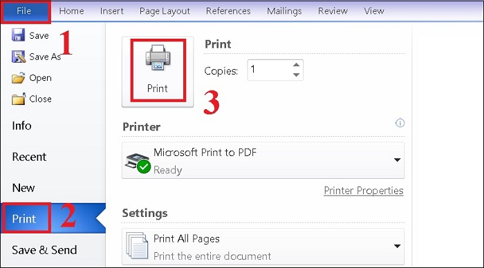 Nhấn Print để tiến hành xuất file PDF