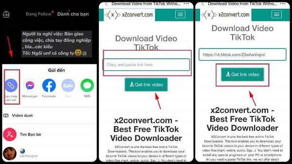 Trang web X2convert hỗ trợ tải video TikTok trên điện thoại