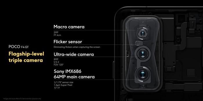 POCO F4 GT được trang bị cụm 3 camera sau khá chất lượng