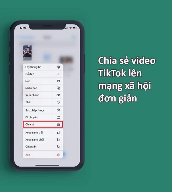 Chia sẻ video TikTok tải về lên mạng xã hội