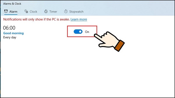 Cách đặt chuông báo thức trên máy tính