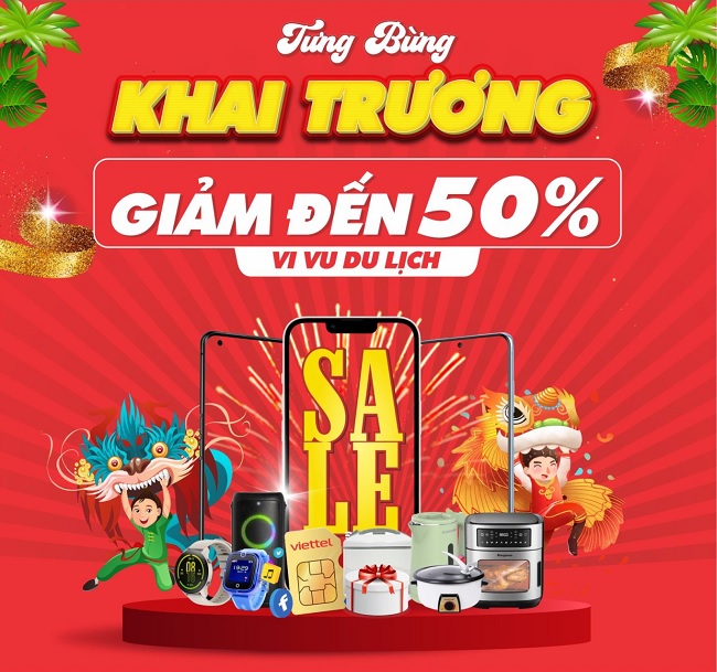 Mừng khai trương siêu thị mới Viettel Store tại Hà Tĩnh: Smartphone, Gia dụng, Phụ kiện, SIM số giảm đến 50%