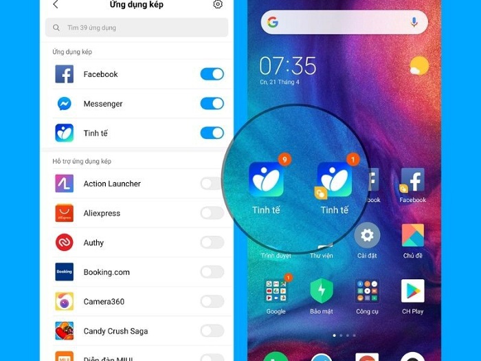 Nhân bản ứng dụng trên điện thoại Xiaomi