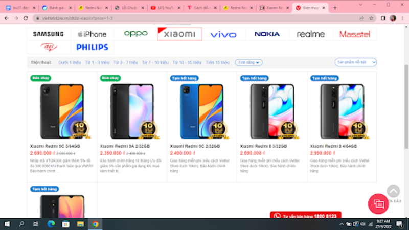 Các khuôn mẫu điện thoại cảm ứng Xiaomi MI với nút giá bán 2 - 3 bên trên Viettel Store luôn luôn được người sử dụng săn lùng nhiệt độ tình