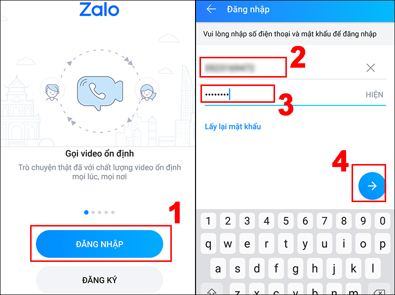 Cách đăng nhập tài khoản Zalo trên ứng dụng 