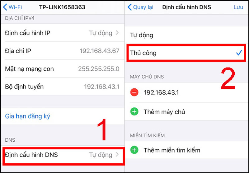 Điều chỉnh thông số DNS