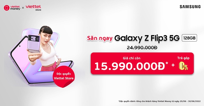 Samsung Galaxy Z Flip3 128GB giá chỉ 15.990.000đ tại Viettel Store