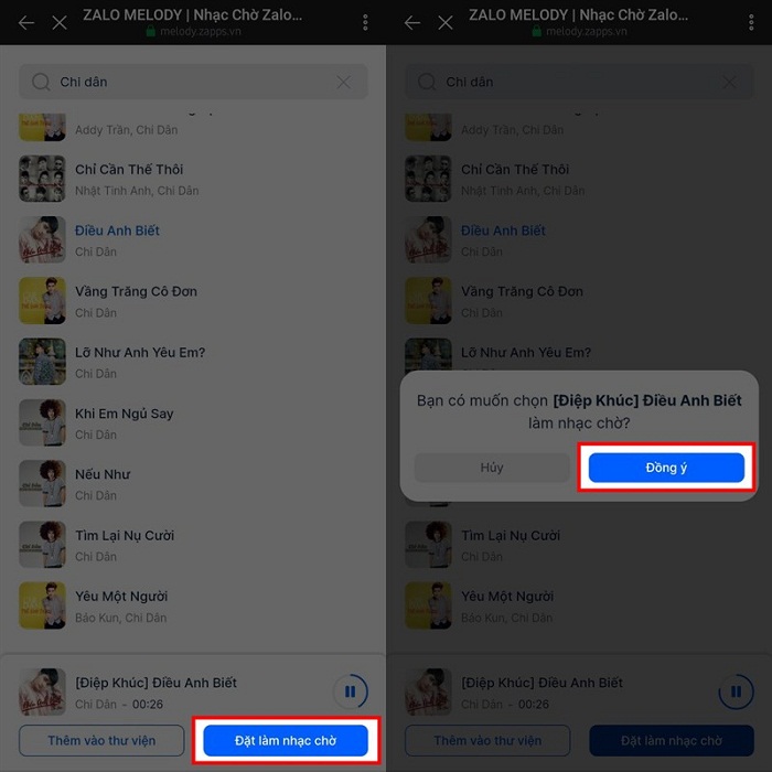 Nhấn vào nút Đặt làm nhạc chờ và bấm chọn Đồng ý