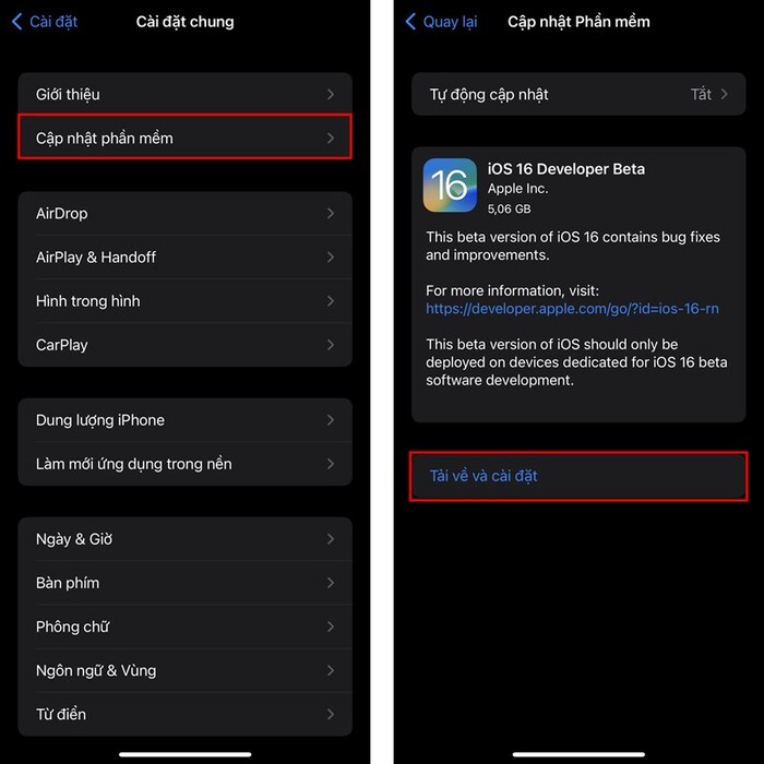 Tải về và cài đặt iOS 16 Developer Beta