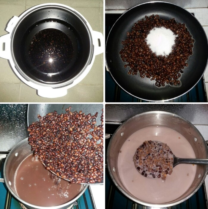 Nấu trà đỗ đen sạm đơn giản và giản dị với nồi áp suất
