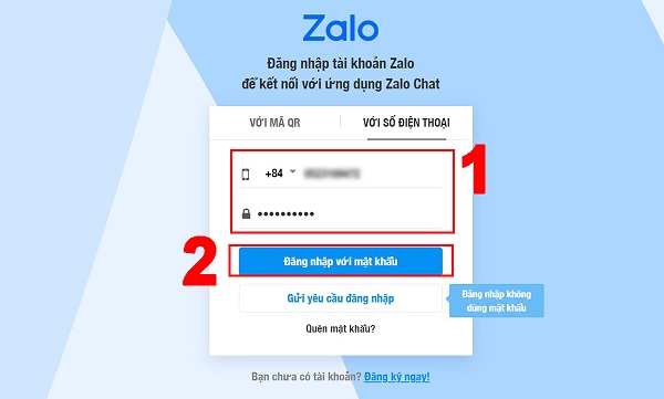 Cách đăng nhập tài khoản Zalo bằng số điện thoại trên trình duyệt web