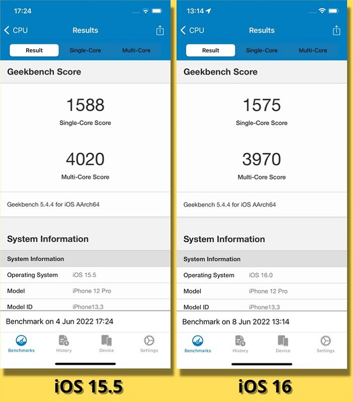 Kết quả chấm điểm hiệu năng trên phần mềm GeekBench 5